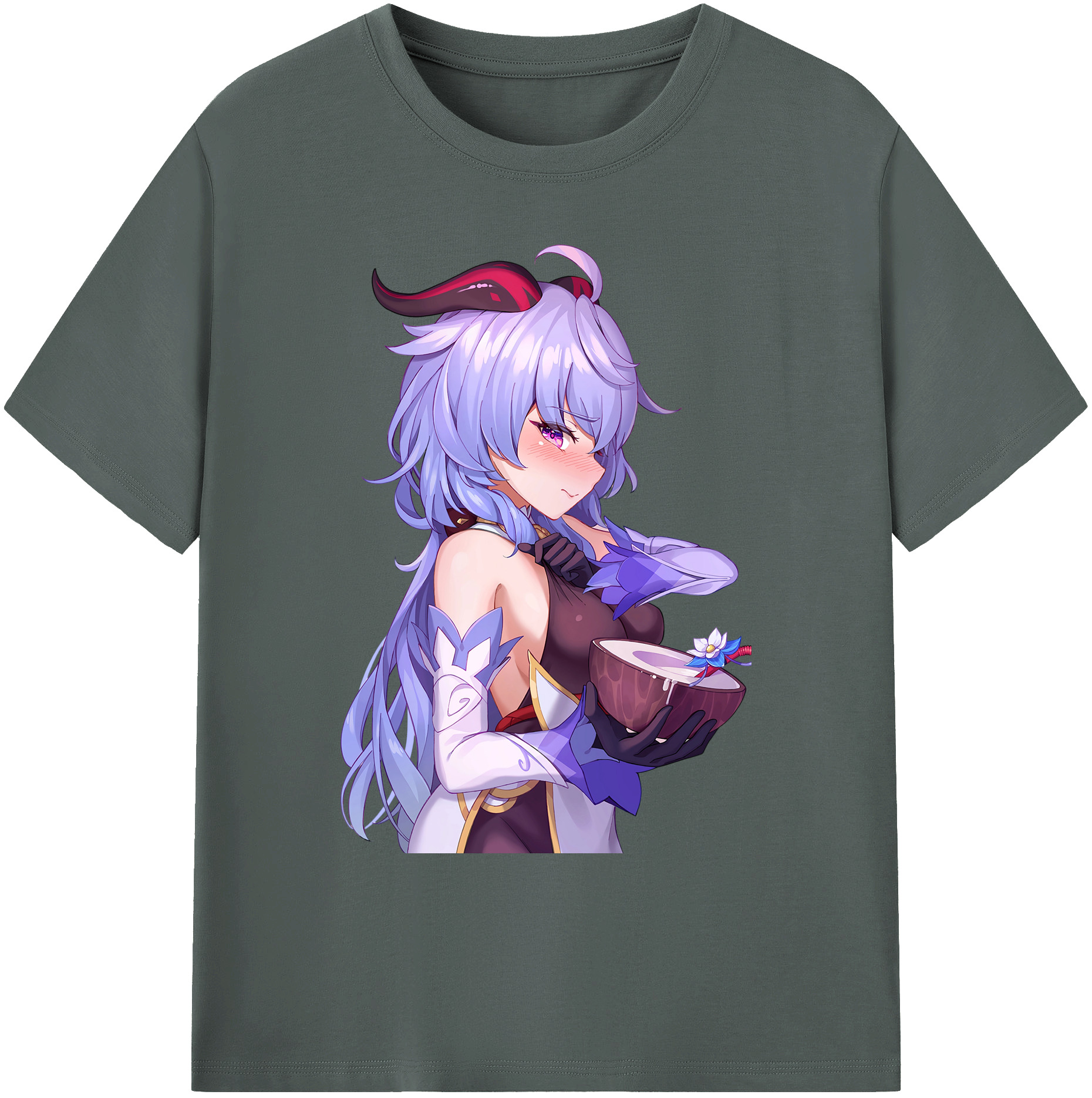 げんし神 甘雨 かんう genshin Ganyu 綿100％ メンズ半袖Tシャツ｜肌触りやわらか＆通気性